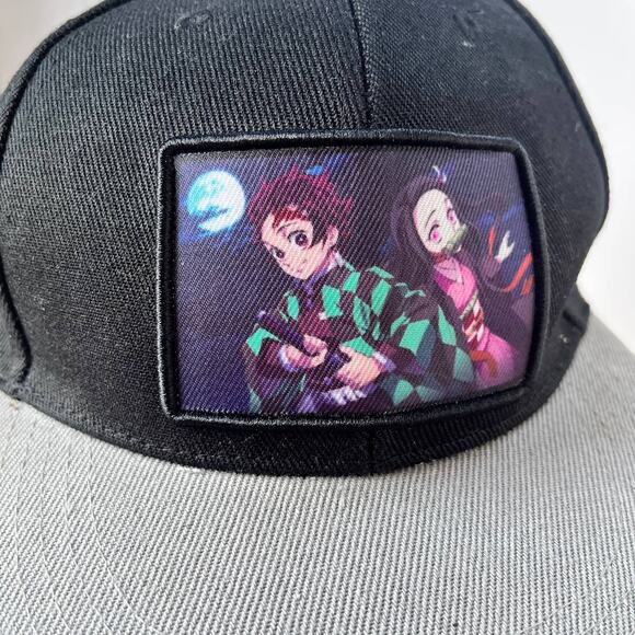 Demon Slayer Tanjiro and Nezuko Snapback Cap Hat Black Gray Adjustable One Size - Picture 2 of 12